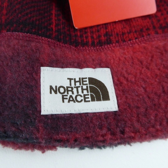 North Face Sweater Fleece Plaid Beanie Hat Cap NWT - Picture 3 of 5